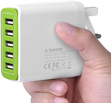 Avantree Multi USB Travel Charger Plug 5 Port 48W 9.6A, Smart Charging Station IC, Foldable Wall Plug, for iPhone x 8, 7, 6s, 6 Plus, iPad, Samsung, Huawei, LG, Google - TR604 [2 Year Warranty]