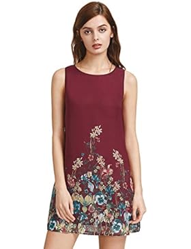 ROMWE Damen Sommerkleid mit Blumen Muster Print A-Linie Minikleid Trägerkleid