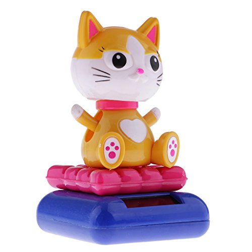 Preisvergleich Produktbild Gazechimp Solar Tierfigur Wackelfigur Dekofigur Solarfigur - Schütteln Kopf und Körper - Geschenke für Freunde und Familien - Katze - Gelb