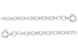 HEATHER NEEDHAM SILVER PACK OF TWO Sterling Silver Extension Chains 50mm (approx. 2") Link size: 2mm x 3mm .4gms. In small Gift box. EC1.