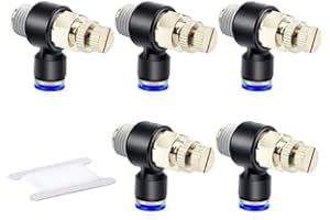 ERGAOBOY 5 Pcs 8MM Hose OD X 1/8" Elbow 90 Degree Push to Connect Air Flow Control Valve Pneumatic Connector Fittings