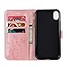 Produktbild Fcostume Für iPhone XR 6,1 Zoll Fall Abdeckung Schutzhülle Floral Flip Cover Book Case Pouch (Rosa)
