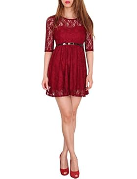 SODACODA 3/4-Arm Damen Prinzessin süßes Spitzenkleid Partykleid Ballkleid Minikleid - EXTRA KURZ - Alle Farben...