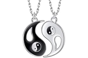 XiXiRan Yin Yang Kette, Yin Yang Kettenanhänger, Freundschaftskette Yin Yang, Tai Chi Anhänger, Halsketten für Beste Freundinnen/Paare, Freundschaftskette für 2 Ying Yang, 2 Legierte Halsketten