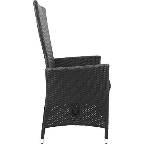 Poly Rattan Sessel Rattansessel Gartensessel Rattanstuhl Gartenstuhl Relaxsessel Lehne stufenlos verstellbar Schwarz + Sitzkissen Schwarz - 3
