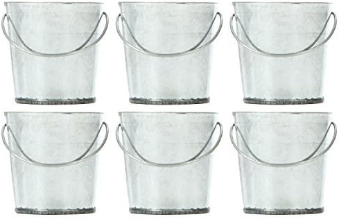Hosley's Set of 6 Mini Galvanized Buckets - 2.25" High. Ideal for DIY Craft and Floral Projects, Party Favors, Festivities, Wedding by Hosley International, Inc