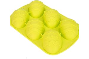 Selecto Bake Easter Egg Chocolate Silicone Mold, 6-Cavity Non-Stick Easter Egg Shaped Silicone Molds, Hot Chocolate Cocoa Bombs, Party Jelly, Ice Cube, Soap (Yellow)