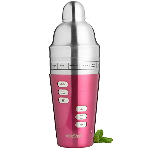 VonShef Cocktail Shaker Set mit gedrehtem Barlöffel, 15 eingravierten Rezepten, Hawthorne-Sieb, 25ml & 50ml Messbecher & Holz-Stößel – Rot – Zwei Jahre KOSTENLOSE Gewährleistung - 8