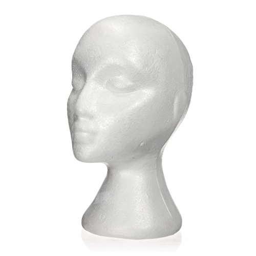 Mannequin head - SODIAL(R) 27.5 x 52cm Dummy / mannequin head Female Foam(Polystyrene) Exhibitor for cap, headphones, hair accessories and wigs Woman Mannequin Foam