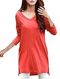 Allegra K Woman V Neck Long Sleeves Side Split Tunic Top w Pockets