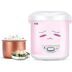 Mini cuiseur à riz (1.0 litre), cuisson, chauffage, chauffage, plat, avec plaque de vapeur, Mini et portable Peut être utilisé comme Boîte à lunch rose