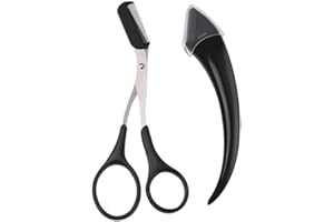 NIANOPKM 2 pezzi di forbici per sopracciglia e rasoio, forbici per sopracciglia con pettine, rasoio nero, rasoio per sopracciglia per uomo e donna