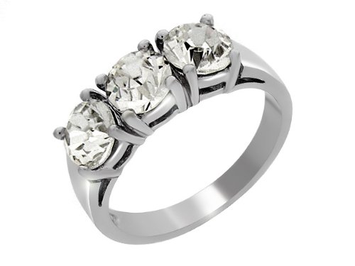 Bijoux pour tous 255R0040-21/925Q - Anillo de plata de ley con circonita, talla 18 (18,47 mm)