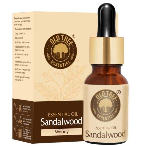 Old Tree Pure Sandalwood Essential Oil for Fragrance, Skin, Bathing (15ml) - Chandan Oil with Dropper for Stress Relief & Rel