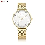 Easy Go Shopping Damen Slim Quartz Watch Wasserdichte Trend Mesh Watch mit Strass (Color : 3)