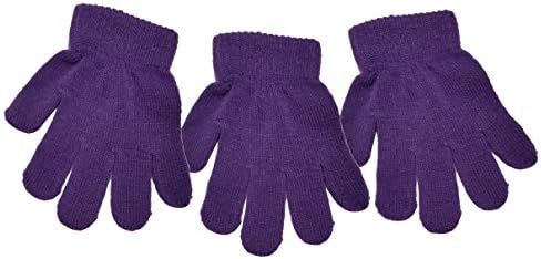 3 Pairs Children's Magic Gloves Various Colours Winter Warm One Size (Purple)