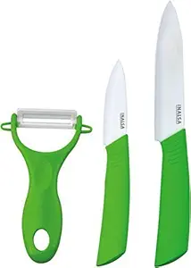 Inalsa Ceramic Knife and Peeler Set (Green)