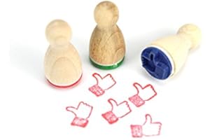 Stemplino® Mini timbri per bambini, motivo: pollice alto, 12 mm di diametro, timbri in legno, per bambini