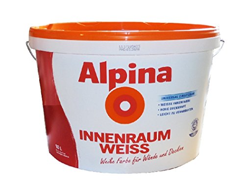 10 L. für ca 60 m² Alpina Innenraum Weiss Matt Wandfarbe, universell einsetzbar