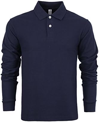 Mens Polo T Shirt Pique Jersey Top Plain Long Sleeved Collared Casual S-XXL New