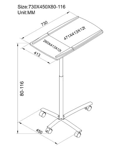 SixBros. Laptoptisch Projektionstisch Buche/Silbergrau – B-001N/59 – MDF Buchefarben – Gestell Metall Silbergrau - 3