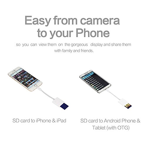 Eximtrade 2in1 Lightning Steckverbinder und Micro USB SD Kartenleser Fotos Videos für Apple iPhone 5/5s/6/6s/6 Plus/6s Plus/7/7 Plus, iPad, Samsung Galaxy S4/S5/S6/S6 Edge/S6 Edge Plus/S7 Edge/Note 3/Note 4/Note 5, HTC One, Motorola, Sony Xperia, andere Android smartphones und tablets - 3
