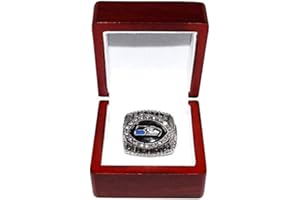 WANZIJING Super Bowl XL-Champion Ring, Seattle Seahawks 2005 NFC Champion Vintage-Rare Sammlerstück Replica Silber Fußball-Meisterschaft Ring-Größe 11,with Box