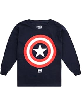 Marvel Jungen Langarmshirt Captain America Shield