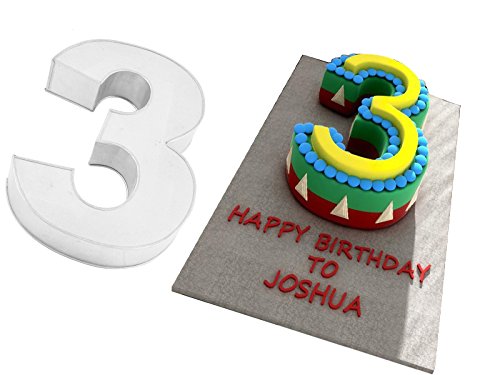 EURO TINS Gro? Zahlen-Backform DREI (3) f?r Geburtstag, Jubil?um (Gr??e 36 x 25 cm ? 7,5 cm tief)