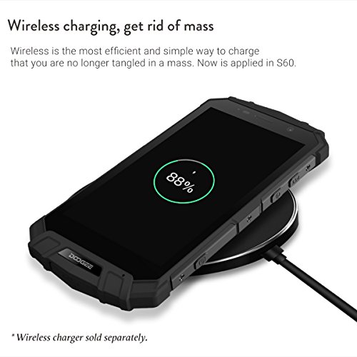 Outdoor Handy, DOOGEE S60 4G Dual SIM Smartphone Ohne Vertrag Android 7.0, 5,2 Zoll FHD Display mit 6GB / 64GB, 21 MP Hauptkamera, 5580mAh 12V2A Fingerabdruck NFC IP68 Wasserdichte Smartphone -Schwarz