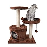 【Diseño】Esta estructura de 2 niveles puede albergar 2 gatitos. Cuenta con 2 columnas de sisal, 2 juguetes colgantes y una cueva perfecta para refugiarse. Fácil de limpiar. Medidas: (49 * 35 * 60) cm / (19.2 * 13.8 * 23.6) ''
