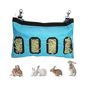 Aoccy Rabbit Feeder Bags Guinea Pigs Hay Bag Long Wear Feeder Bag Hanging Feeding Device with 4 Holes
