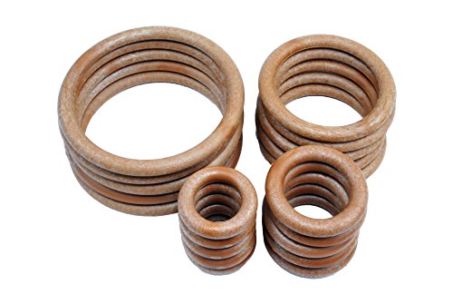 Makramee-Ringe, Holz-Effekt, 3,8/5,1/7,6/10,2 cm, 5 von jedem Design, 20 Stück pro Packung, S7328