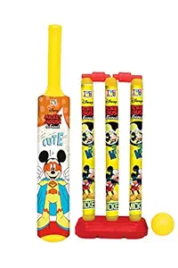 KIDIVO Plastic Cricket Set with Stump and Ball Playing Set for 2-5 Year Kids( Mickey Mouse, Size:- Small, Multicolor)