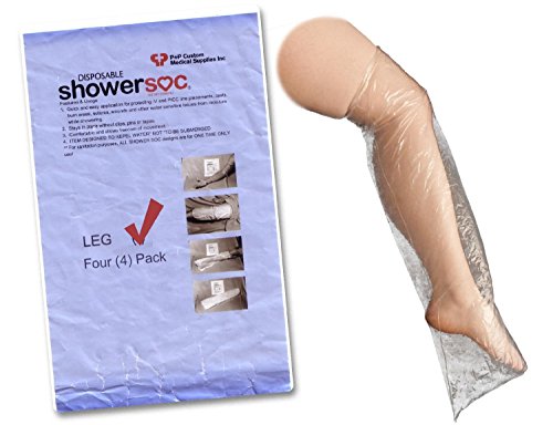 CAST COVER for showers - 4/pack - LARGE, ANKLE, LEG, FOOT Waterproof Wound Protection, Disposable