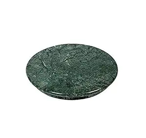 Marble Chakla or Granite Roti Maker or Handmade Round Rolling Pin Board/Cheese Platter (Green Marble Chakla 9inch + Wooden Belan 12inch)