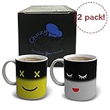 Sleepy cara a cara despierta al instante: tanto de estos Magic mañana Cup Reloj de caras cambiar tan pronto como se aplica calor. como su va desde oscuro y Sleepy a blanco o amarillo y despierta y feliz.