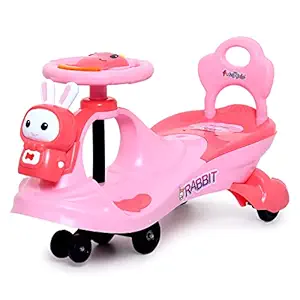 FunRide Bunny Swing Car Rider - Bunny Rabbit Twist and Swing Magic Car Ride On for Kids with Steering Music and Lights for Boys and Girls for Age 3+ Weight Capacity Upto 100 Kg (Pink)