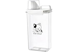 Geyecete Contenitore per Alimenti per gatti 2,5 L,Portatile Contenitore Crocchette per Gatti in Plastica Trasparente, Scatola per Crocchette Gatti Ermetici, Con tazza di misurazione