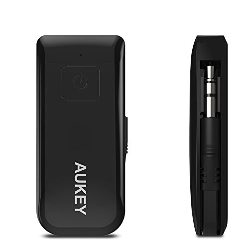 AUKEY Transmisor Bluetooth A2DP de M  sica y Audio Est  reo  Mini Transmitter Port  til con Cable con Jack 3 5 mm  Alcance de 10m para M  vil  iPhone  Android  MP3  Tableta  TV  etc    BT-C1 Negro  