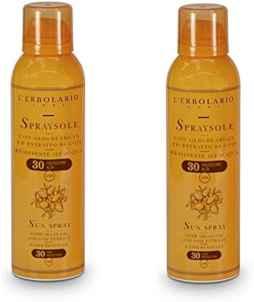 The ERBOLARIO – spraysole Argan Oil and Organic Goji SPF30 150 ml – 2 Packs – Uva, Uvb, Water Resistant, Oils