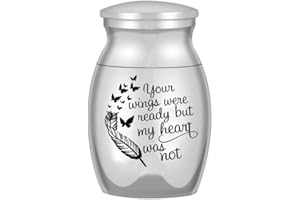Canghai Mini Cremation Urn - Small Keepsake Urns for Human & Pet Ashes, Stainless Steel, 25x16 mm/0.98x0.63 inch (Silver)