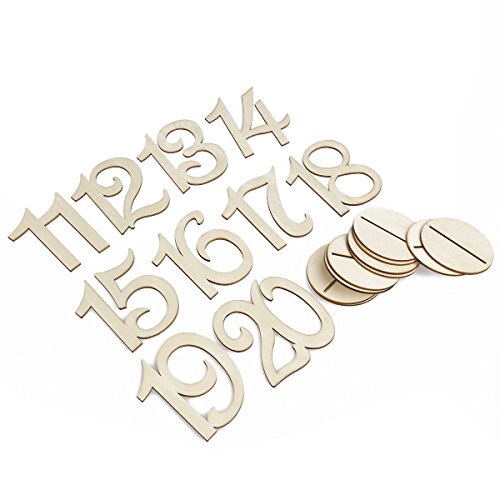 Pixnor Hochzeit Tisch Holz-Nummer mit Base 10,2 x 10cm 11-20