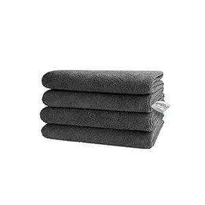 SOFTSPUN Microfiber Cloth - 4 pcs - 30x40 cms - 340 GSM Grey- Thick Lint & Streak-Free Multipurpose Cloths - Automotive Microfibre Towels for Car Bike Cleaning Polishing Washing & Detailing