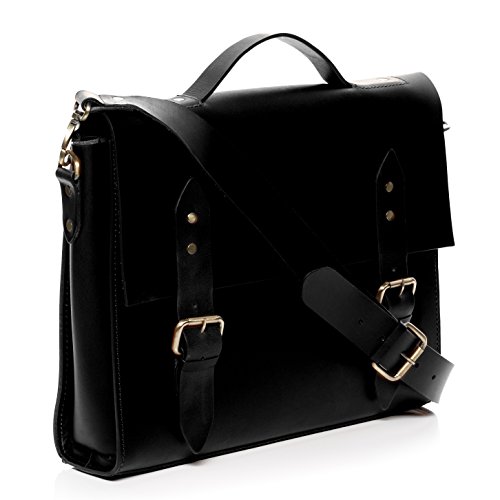 Scotch & Vain Aktentasche BOSTON – Laptoptasche groß fit für 15.4″ mit Extra-Abtrennung- Businesstasche mit Schultergurt festes Material – echt Sattelleder - 2
