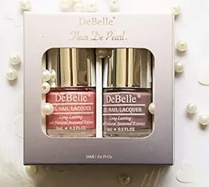 DeBelle Fleur De Pearl Gel Nail Polish Gift Set of 2 - Mauve (Majestique Mauve), Rose Pink(Miss Bliss) - 16 ml (8 ml Each)
