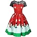 Produktbild Luckycat Weihnachten Damen Kurzarm Spitze Patchwork Druck Vintage Kleid Partykleid Abendkleider Cocktailkleid Partykleider Blusenkleid Mode 2018