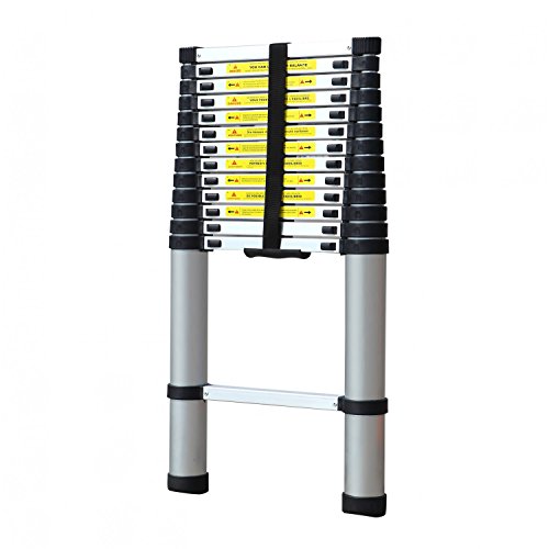 Teleskopleiter aus Aluminium 4.10 m – zusammenklappbar mit Tragetasche – Norm EN131 – 2 Jahre Garant - 4