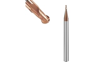 ASNOMY Fraise à rayon VHM à tête sphérique à 2 dents - Revêtement AlTiN HRC 55 - Fraise à tête sphérique en carbure de tungstène - Fraise à graver CNC pour métal - Contient des tailles de rayon de