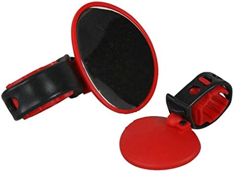 VENMO Multicolor Mini Rubber Bicycle Bar End Mirror Handlebar Clamp Road Bike Cycling Rear View Mirror 360 Degree Rotating (Red)